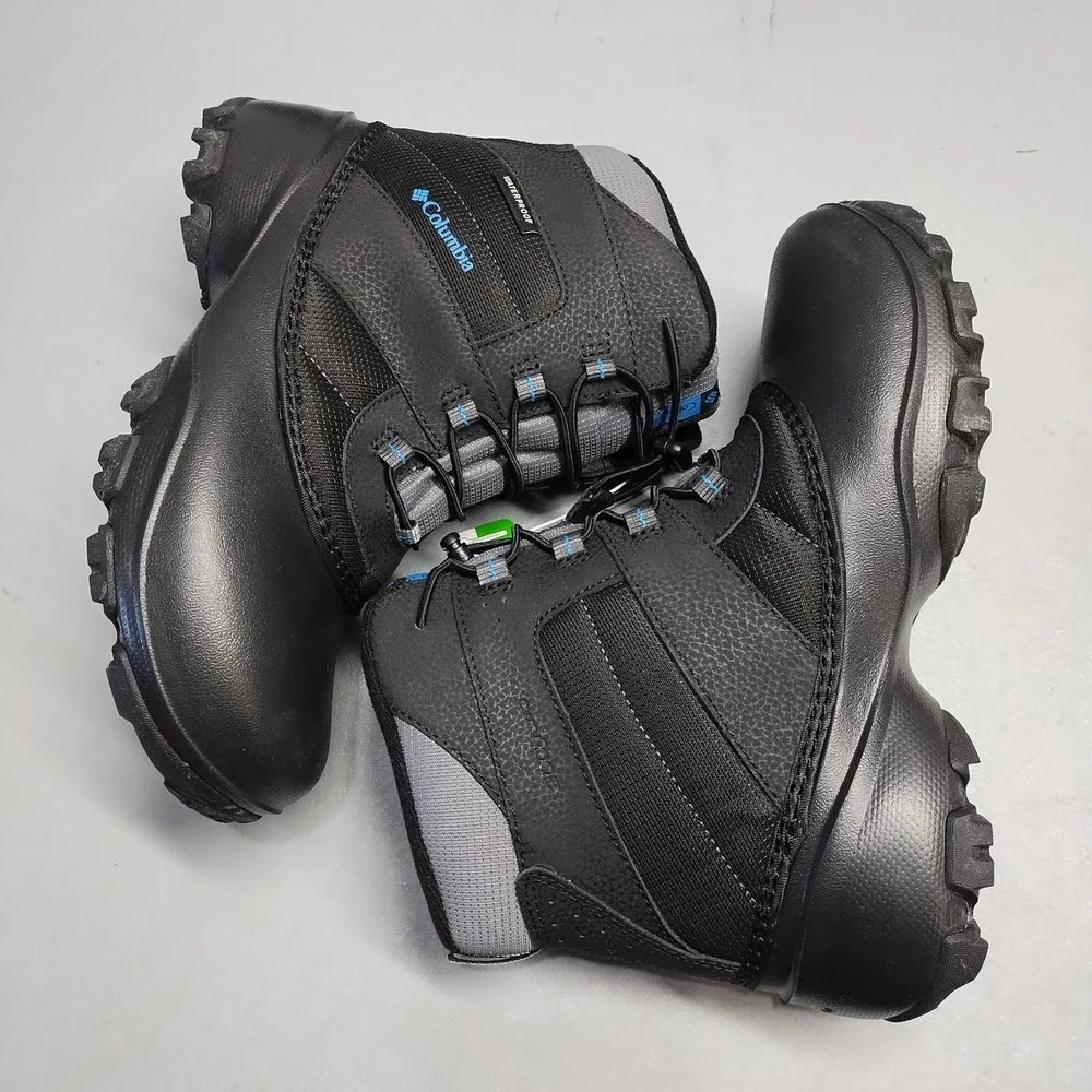 Columbia Rope Tow III Snow Boots Youth Size 7 Black Gray Waterproof BY1322-010